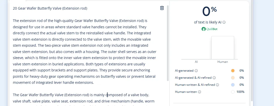 Gear Wafer Butterfly Valve Extended Stem