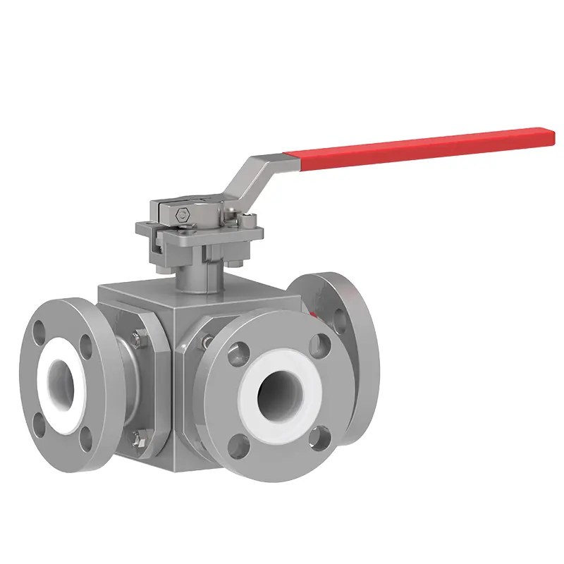 PTFE astarlı üç yönlü bilyalı valf
